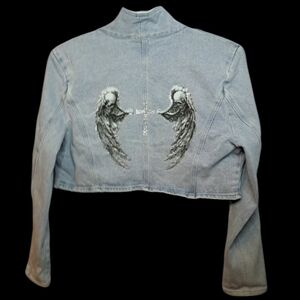 SKULLS/CROSS BOLERO JEAN JACKET
